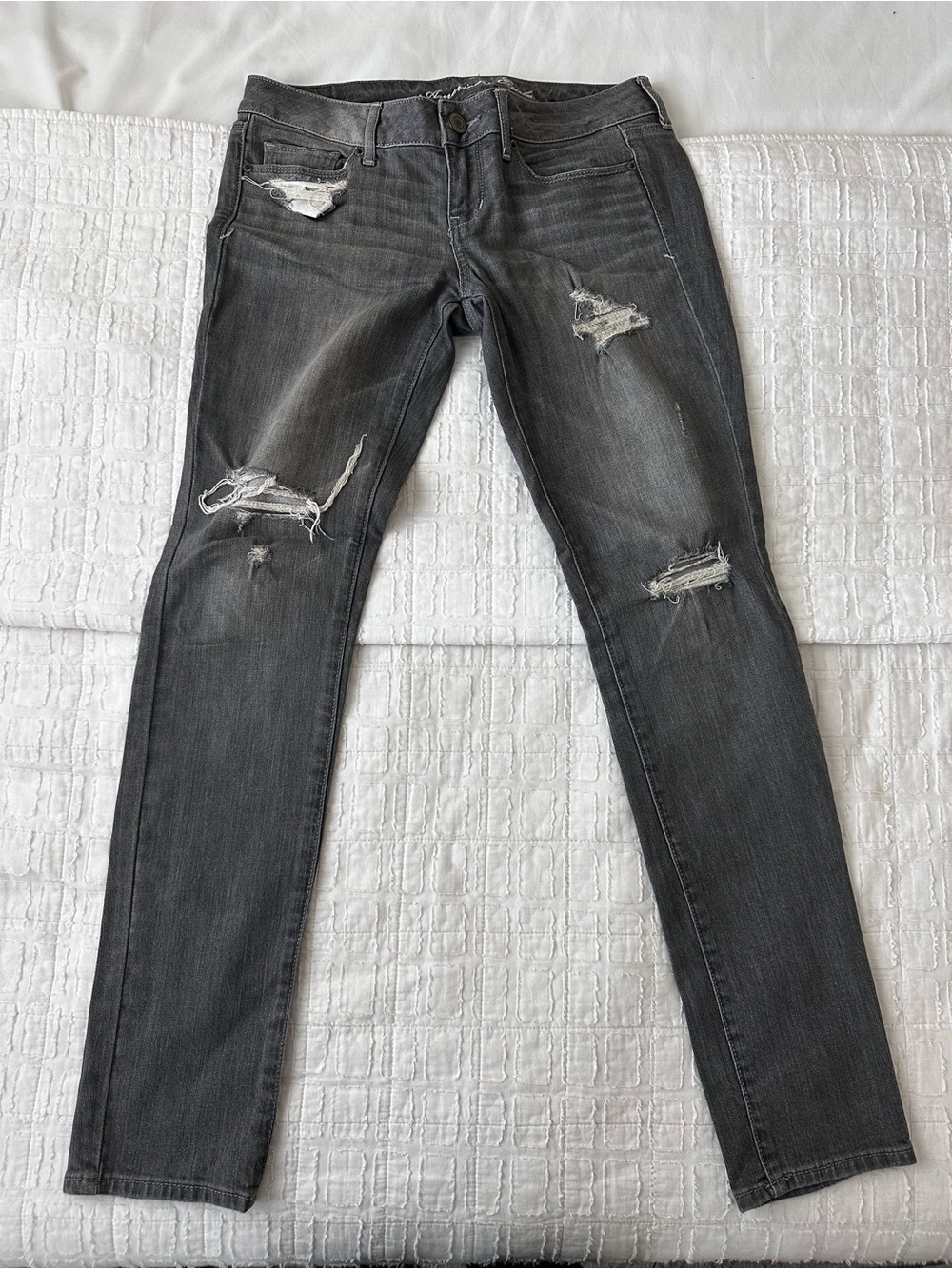 American Eagle Outfitters Women's Ripped Charcoal Skinny Jeans